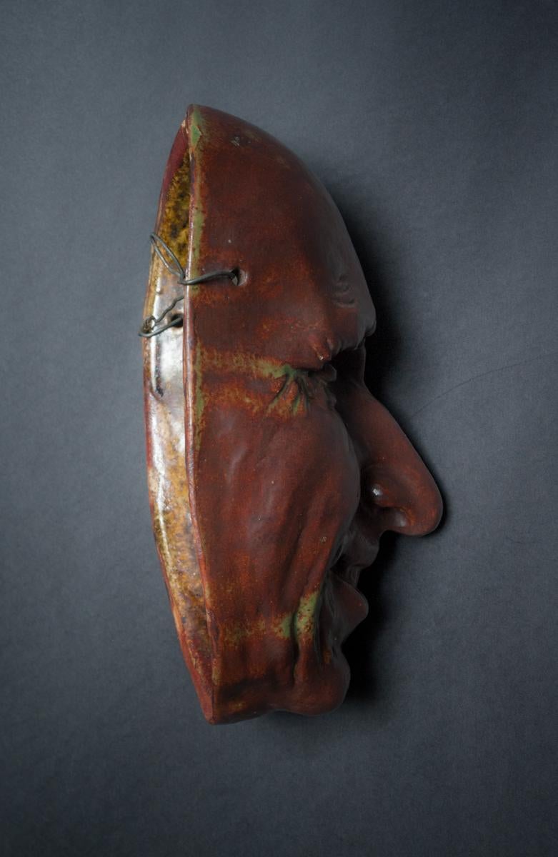 French Art Nouveau Stoneware Commedia Dell’arte Mask by Pierre-Adrien Dalpayrat For Sale