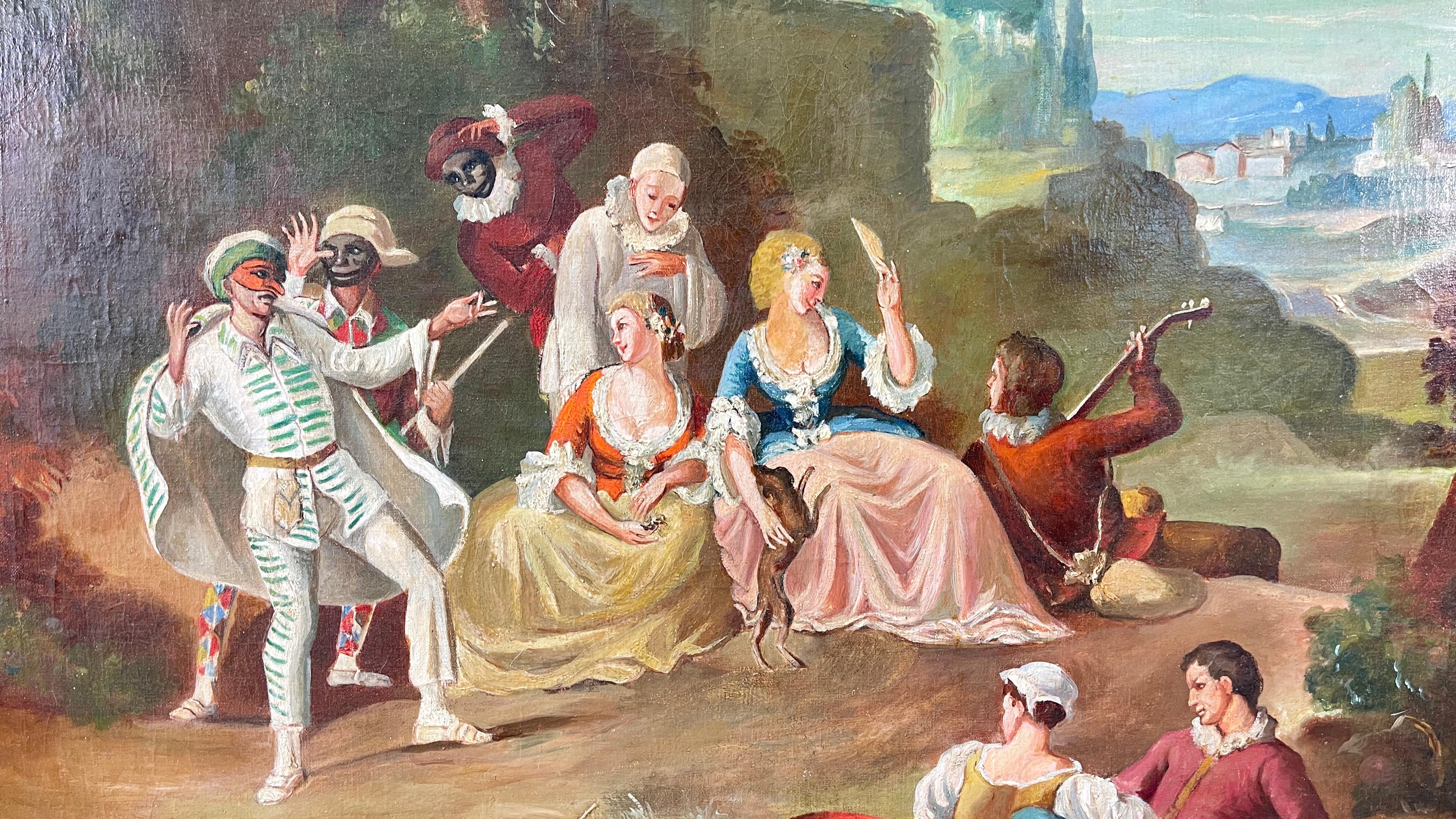 Commedia dell'arte A.I.C. dans un cadre architectural en bois doré en vente 10