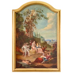 Commedia dell'arte O/C en marco arquitectónico Giltwood