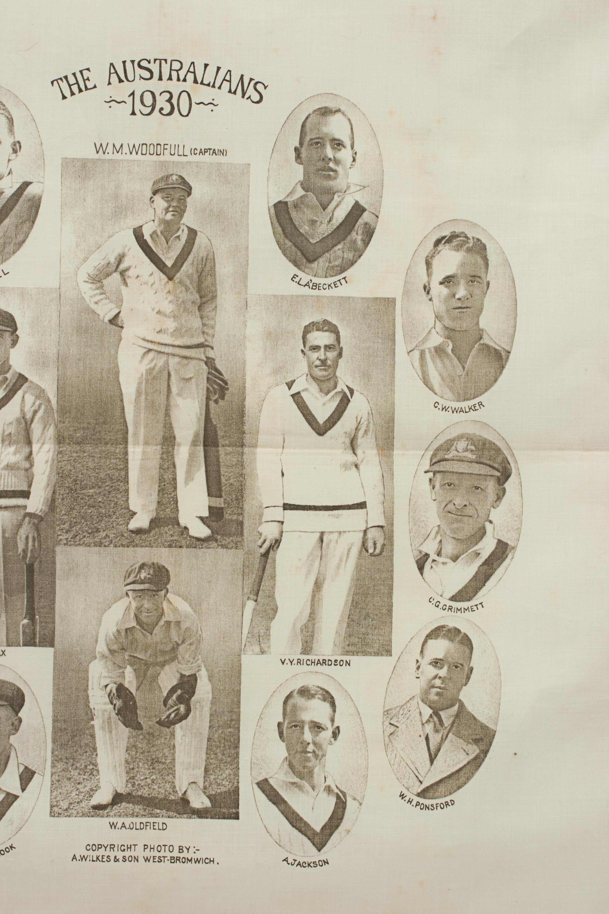 Commemorative Cricket Handkerchief, 1930 Australian Cricket Team 2