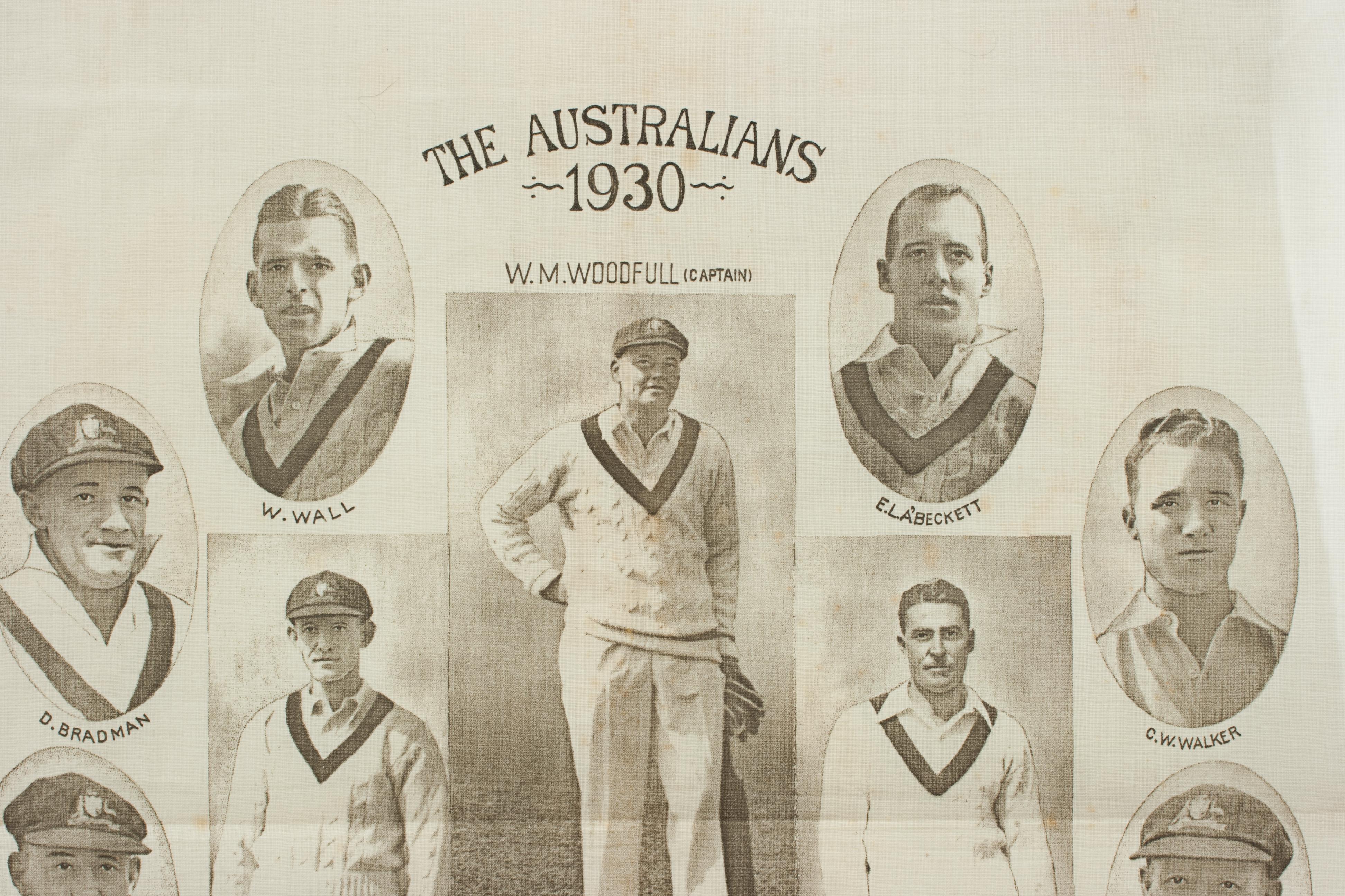 Sporting Art Commemorative Cricket Handkerchief, 1930 Australian Cricket Team