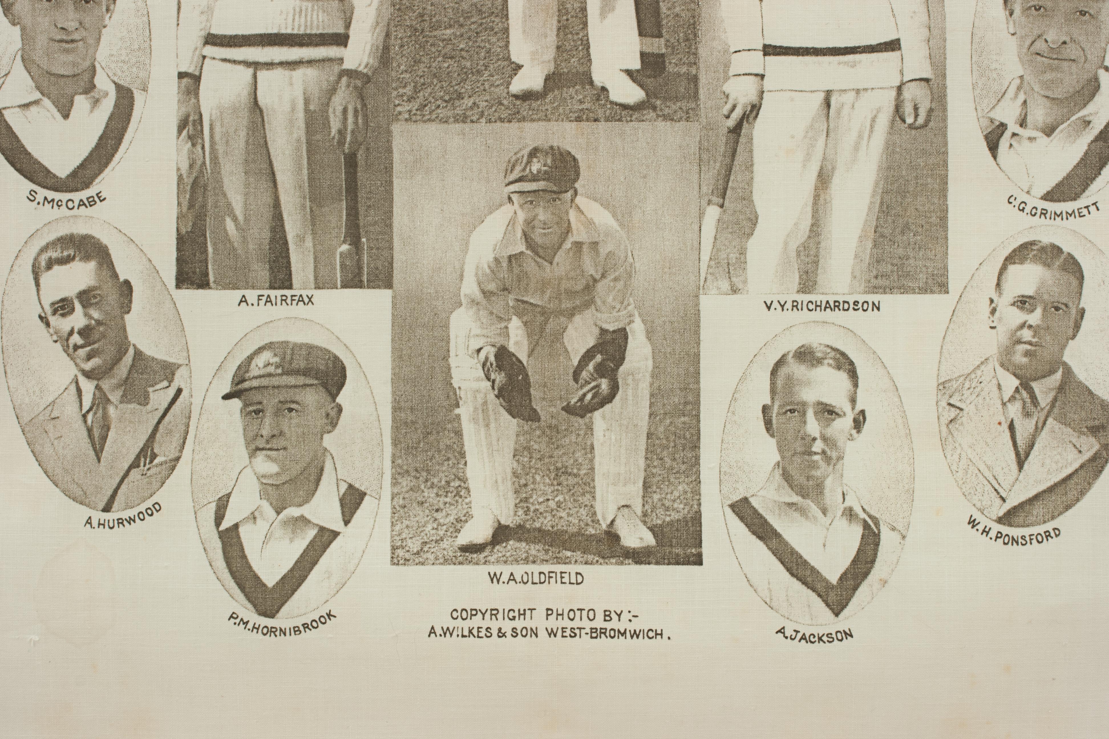 British Commemorative Cricket Handkerchief, 1930 Australian Cricket Team