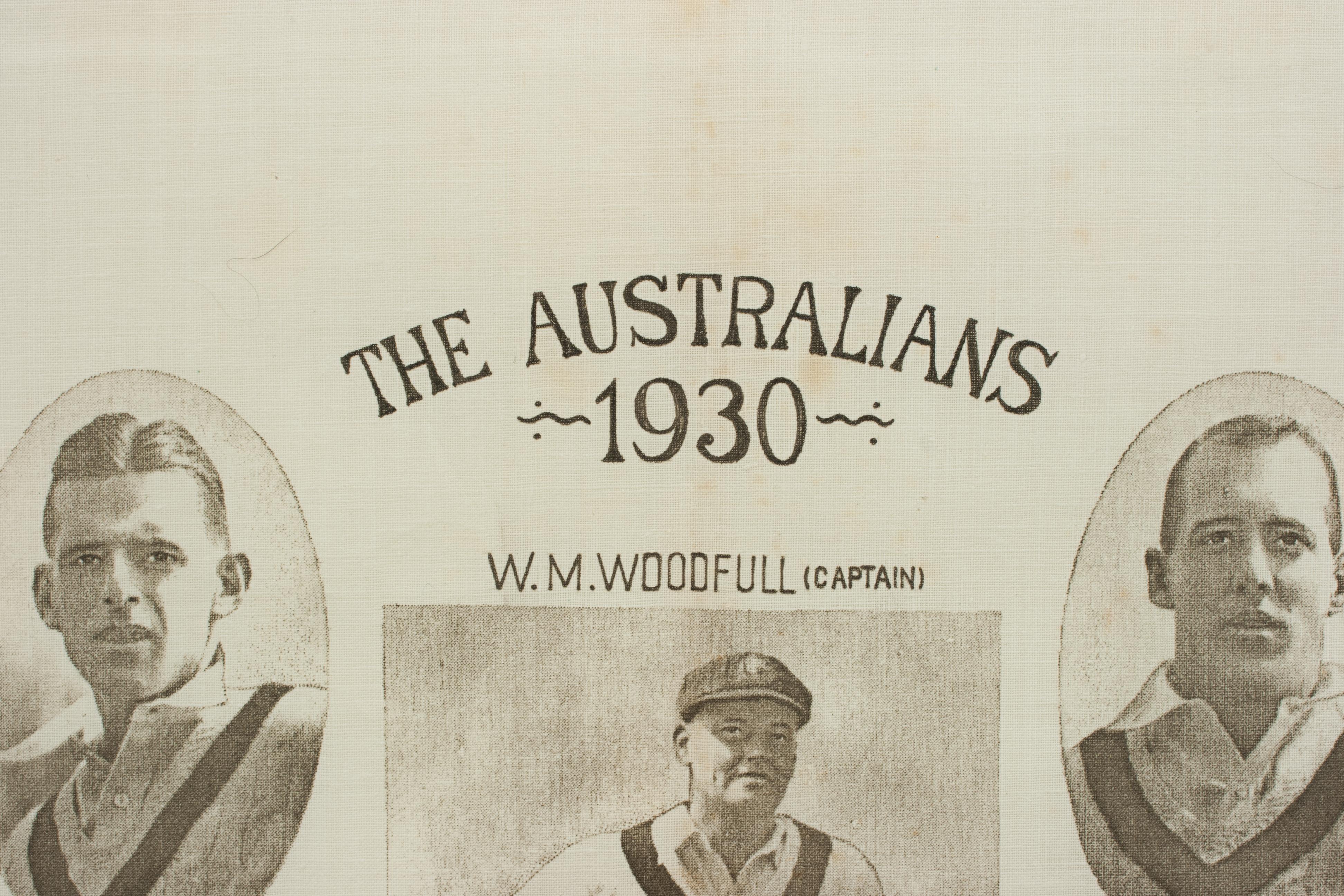 Commemorative Cricket Handkerchief, 1930 Australian Cricket Team In Good Condition In Oxfordshire, GB