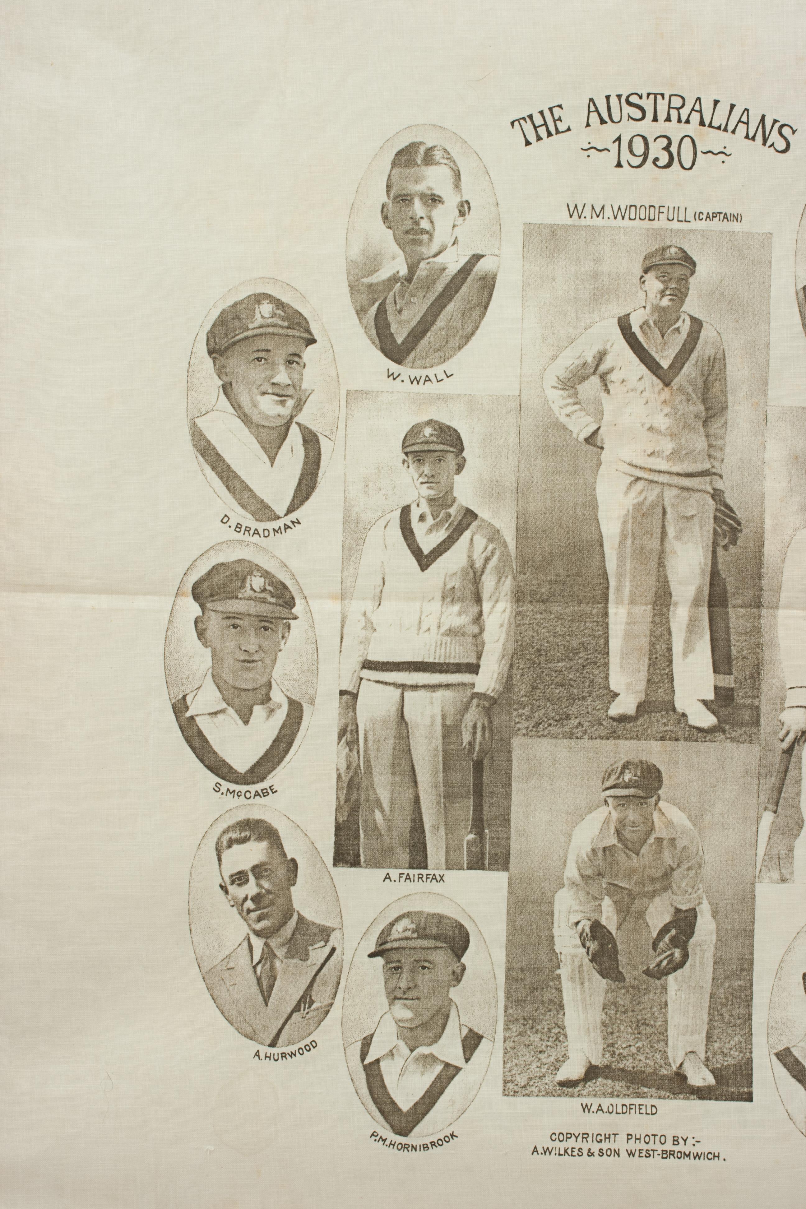 Commemorative Cricket Handkerchief, 1930 Australian Cricket Team 1