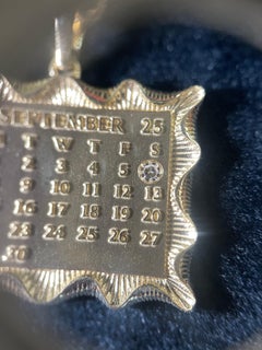 Commemorative Date Calendar Pendant Art Deco with Diamond & Personal Engraving