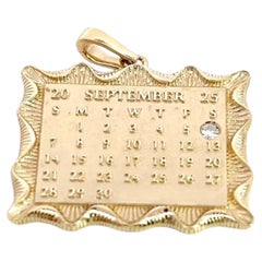 Commemorative Date Calendar Pendant Art Deco with Diamond & Personal Engraving