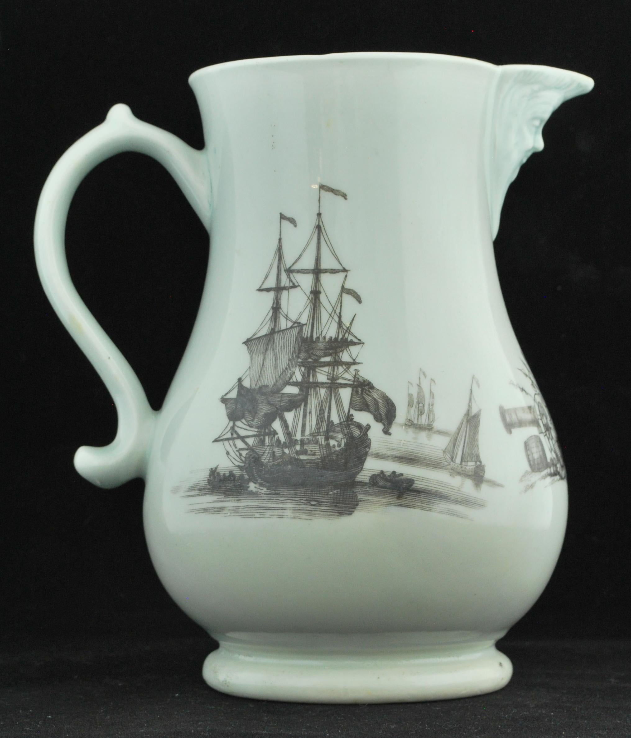 Neoclassical Commemorative Jug: George II. Worcester, circa 1759 For Sale