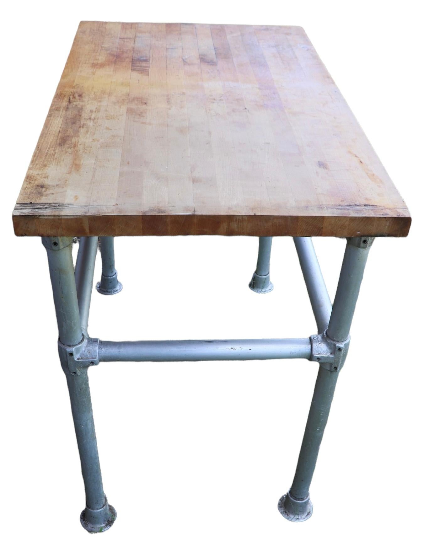 Commercial Butcher Block and Iron Work Table with Storage Drawer  1