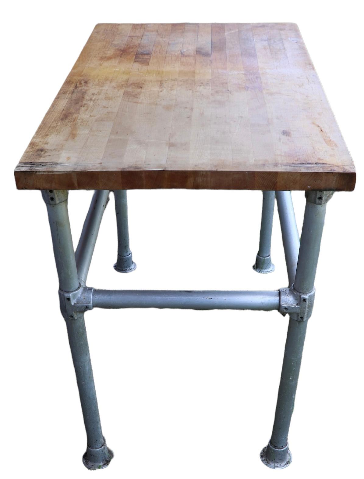 Commercial Butcher Block and Iron Work Table with Storage Drawer  5