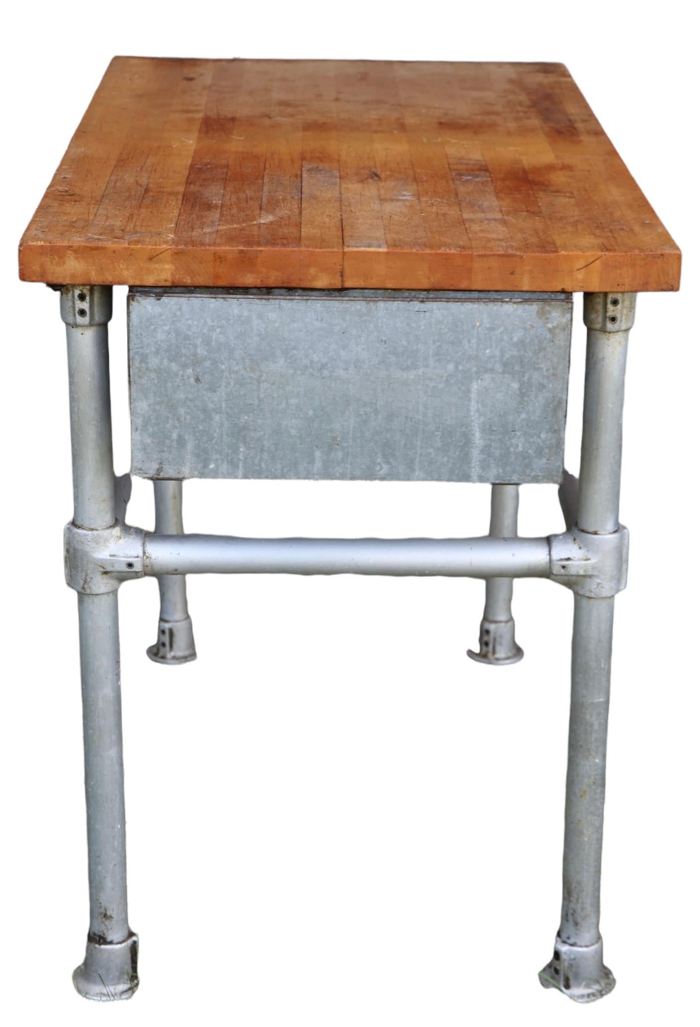 Commercial Butcher Block and Iron Work Table with Storage Drawer  11
