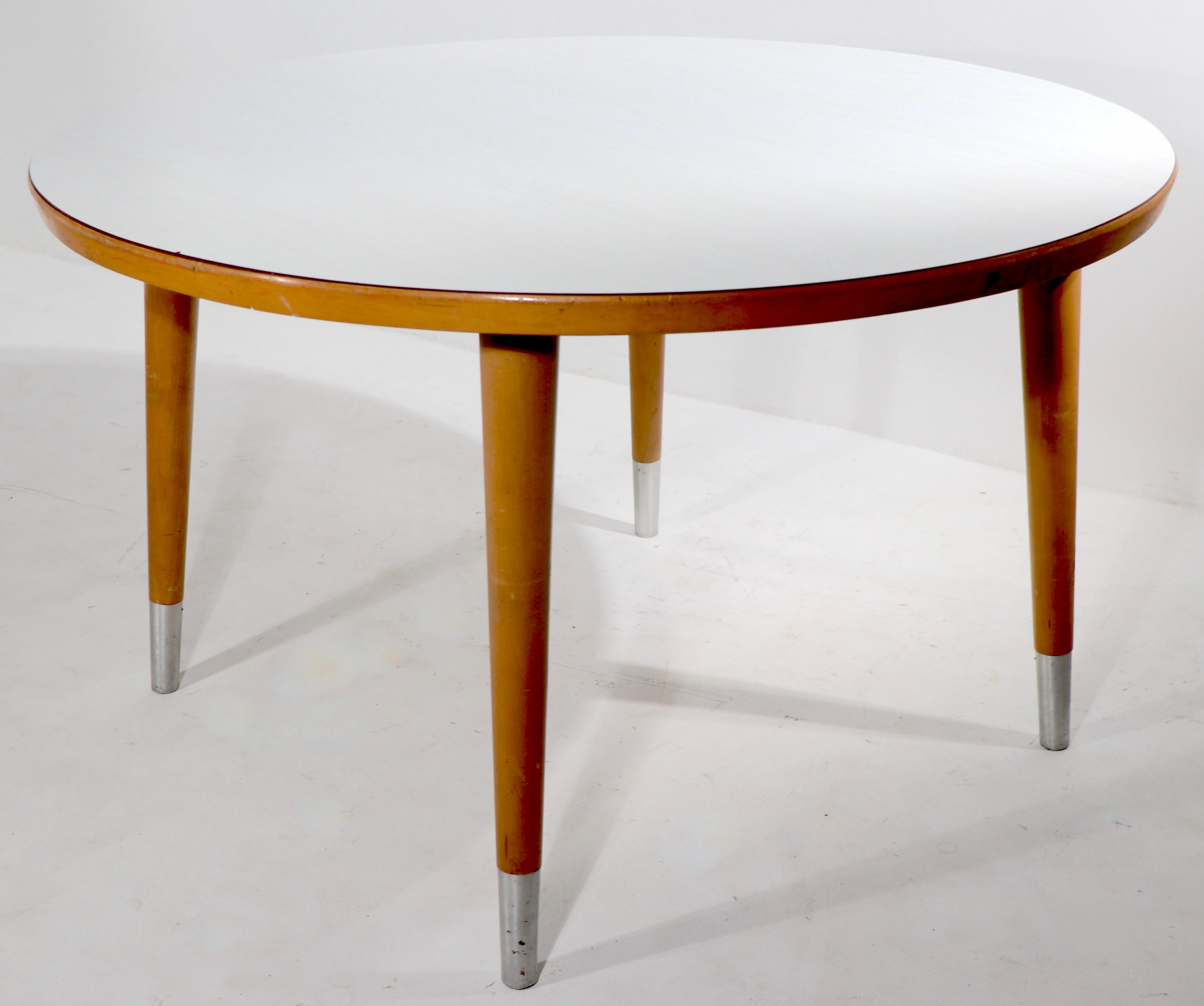 Mid-Century Modern Commercial Grade Mid Century Dining Table (S) Att to Thonet 7 Pc Available For Sale