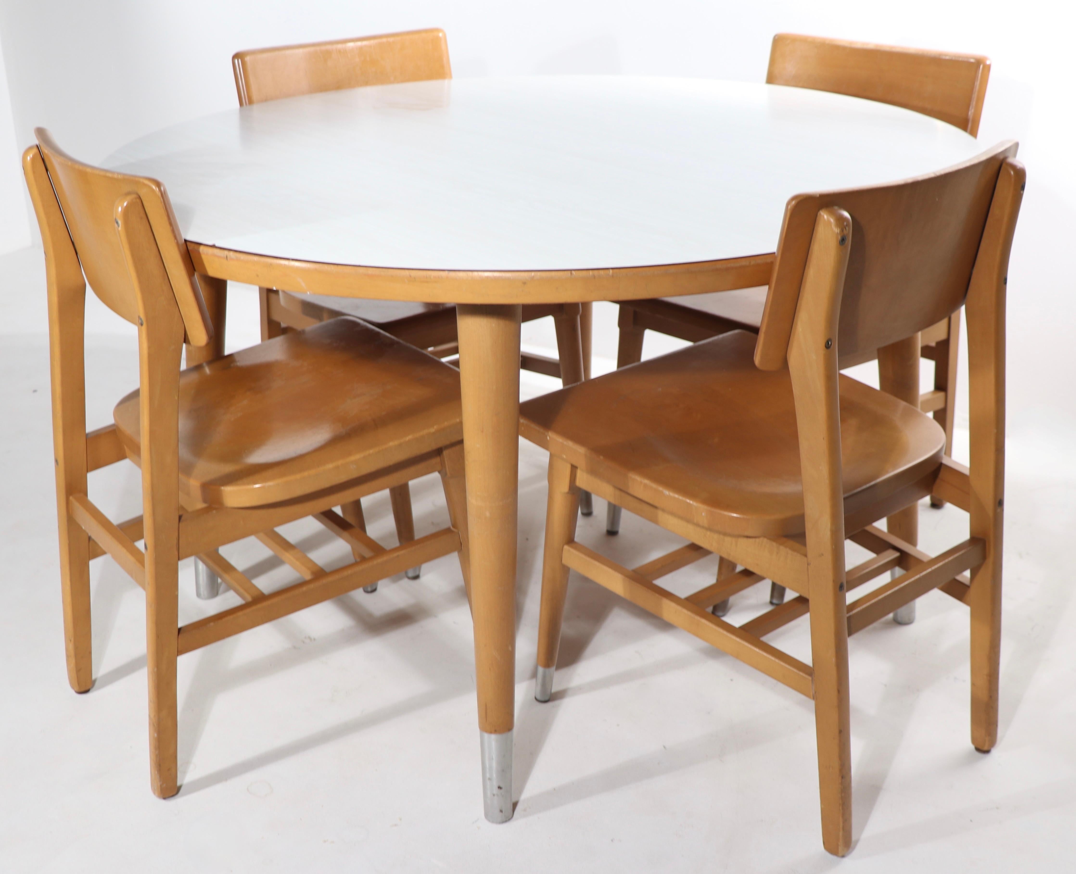 Commercial Grade Mid Century Dining Table (S) Att to Thonet 7 Pc Available For Sale 2