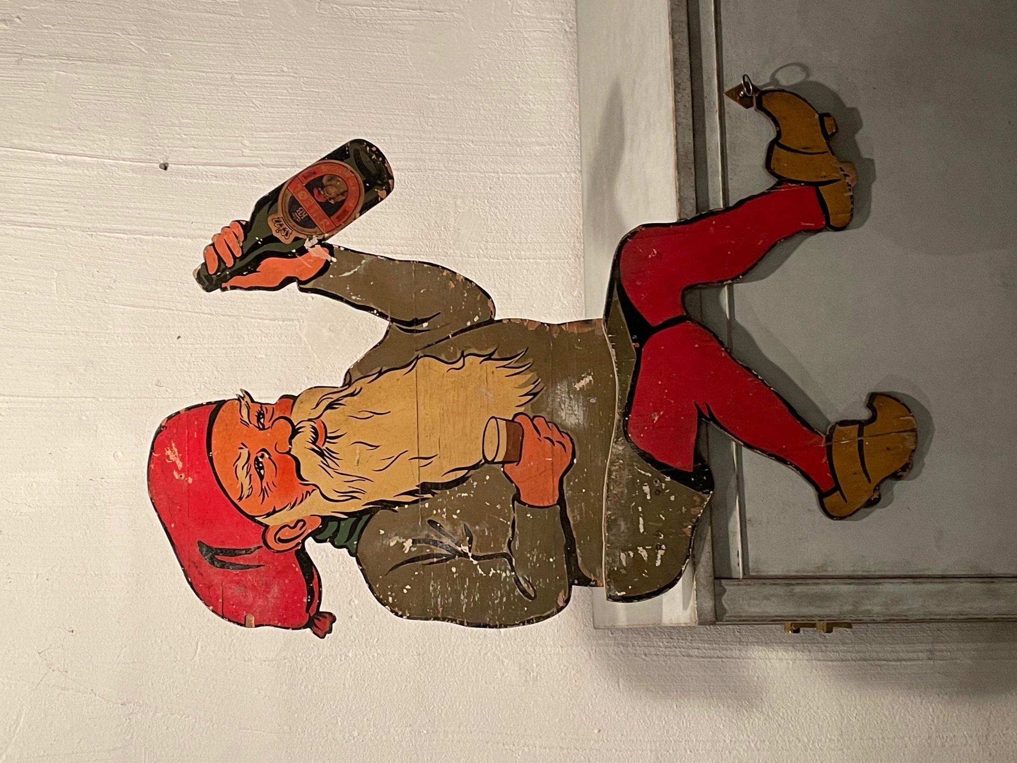 Commercial Sign of Santa, circa 100 Years In Good Condition For Sale In Aalsgaarde, DK