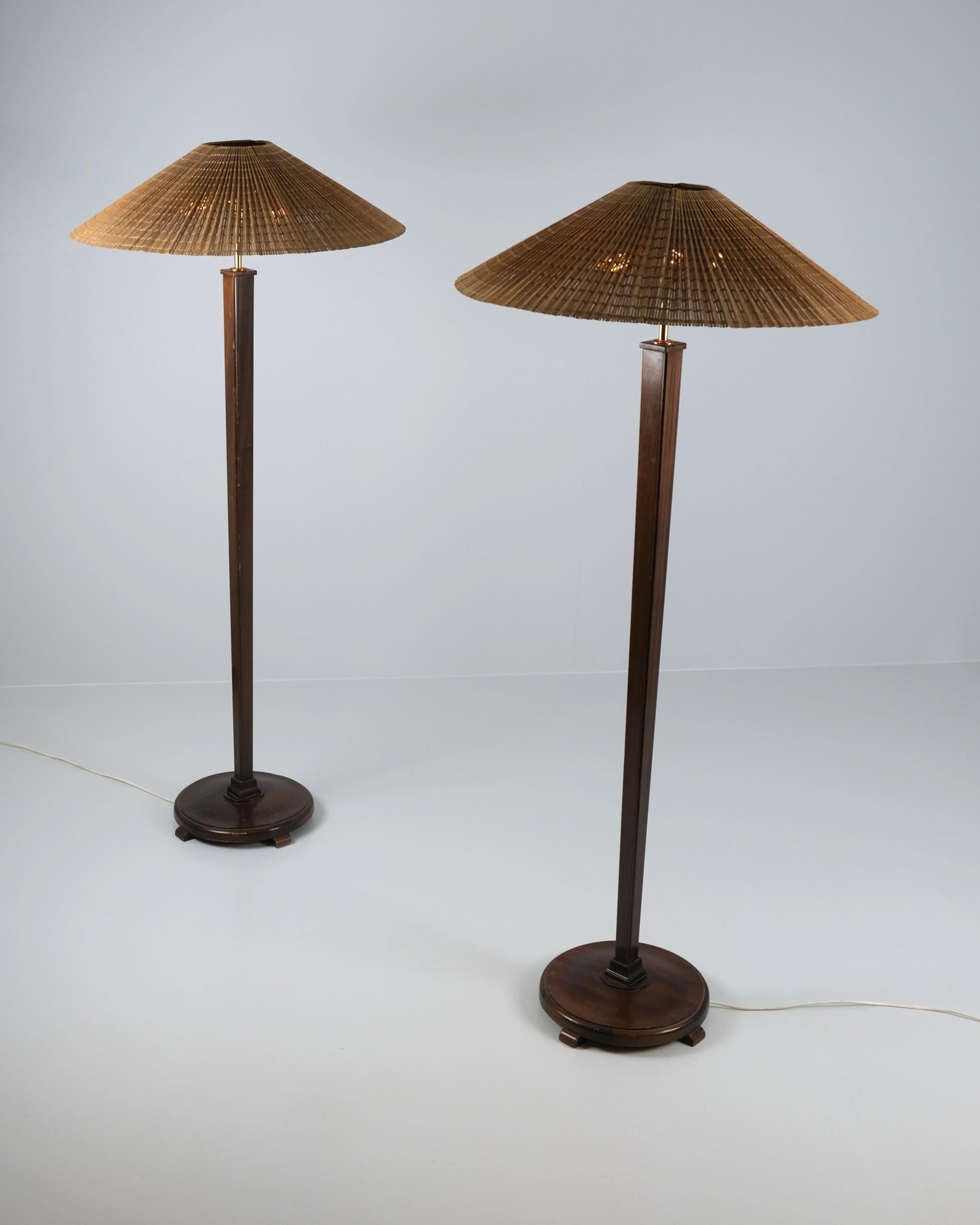 Scandinavian Modern Commissioned Pair of Paavo Tynell / Paul Boman 1948 floor lamps, Taito 1940s For Sale
