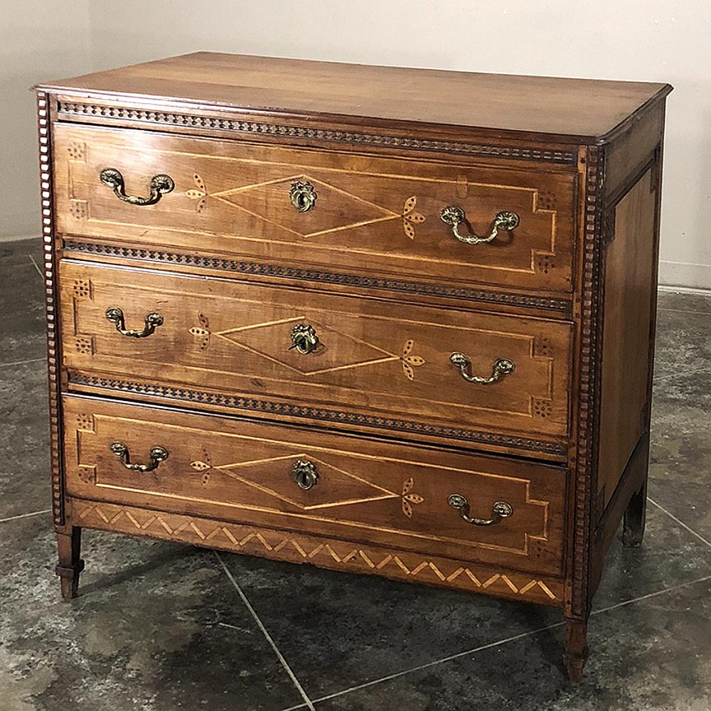 Hand-Crafted Commode, 18th Century Swiss Louis XVI Inlaid Fruitwood
