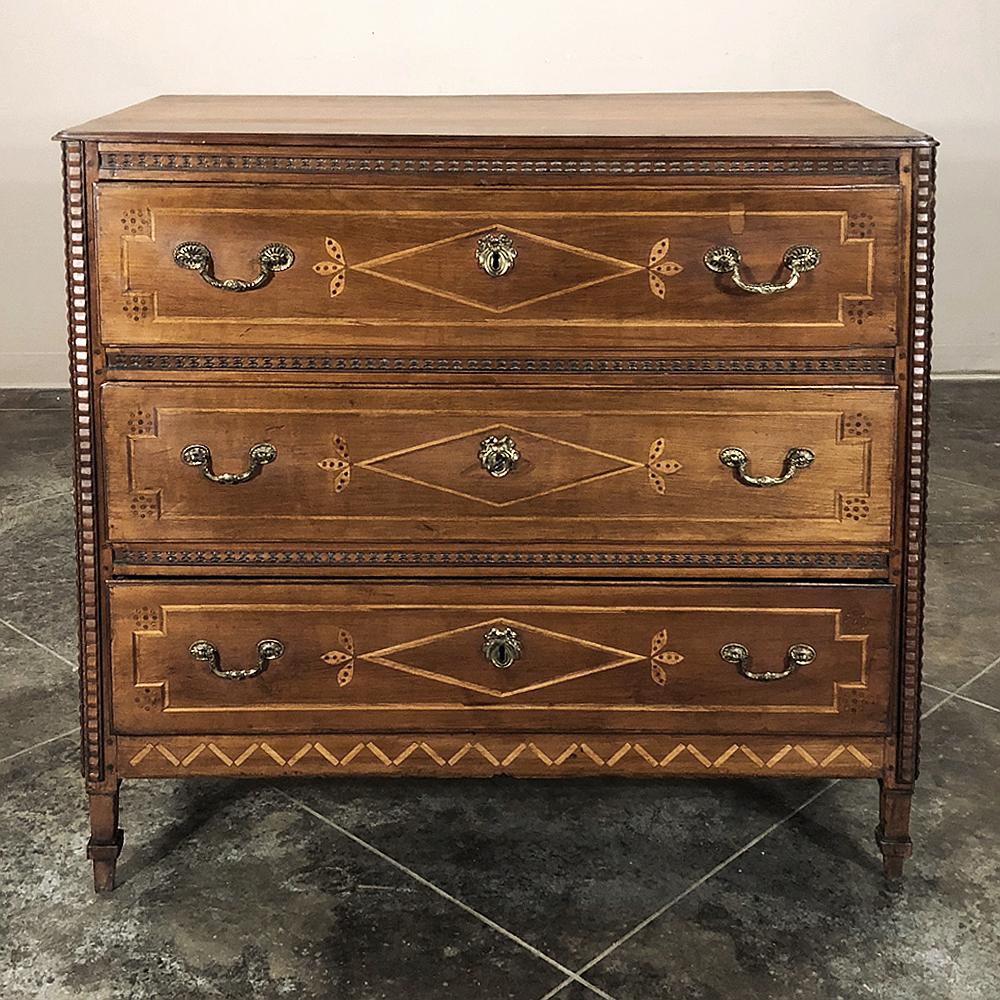 Commode, 18th Century Swiss Louis XVI Inlaid Fruitwood In Good Condition In Dallas, TX