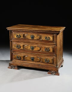 Commode, 18th Century, Italian, Venetian, Walnut, Small, Original Brassware