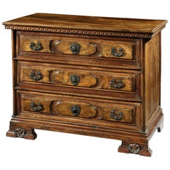 Antique Commode, 18th Century, Italian, Venetian, Walnut, Small, Original Brassware