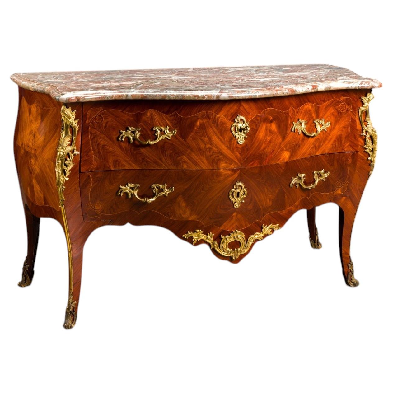Commode with two continuous drawers Louis XV Paris Mid-18th Century For Sale