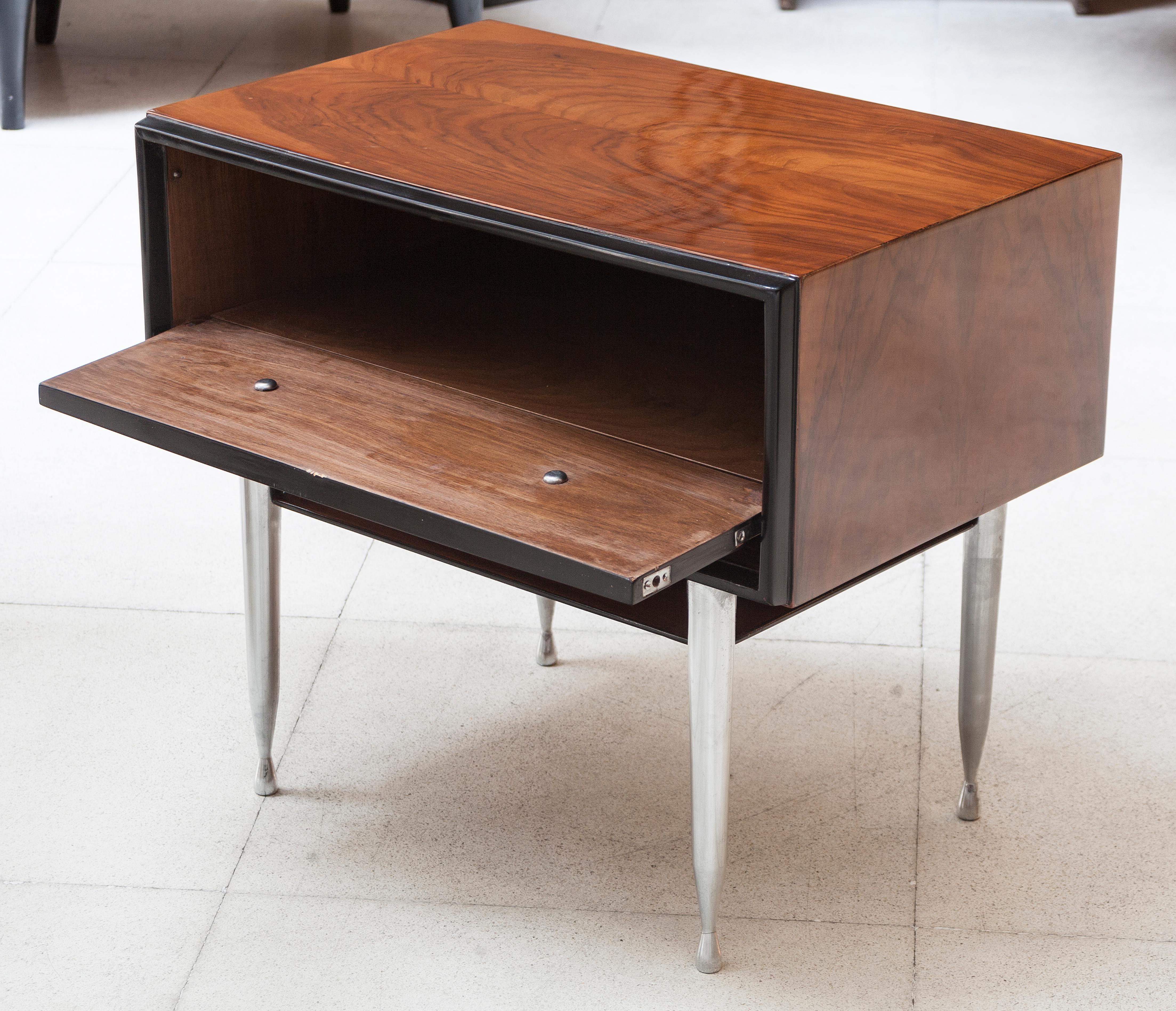 Space Age Commode and 2 Tables, 1960, Material, Wood and Chromed Bronze, Italian For Sale