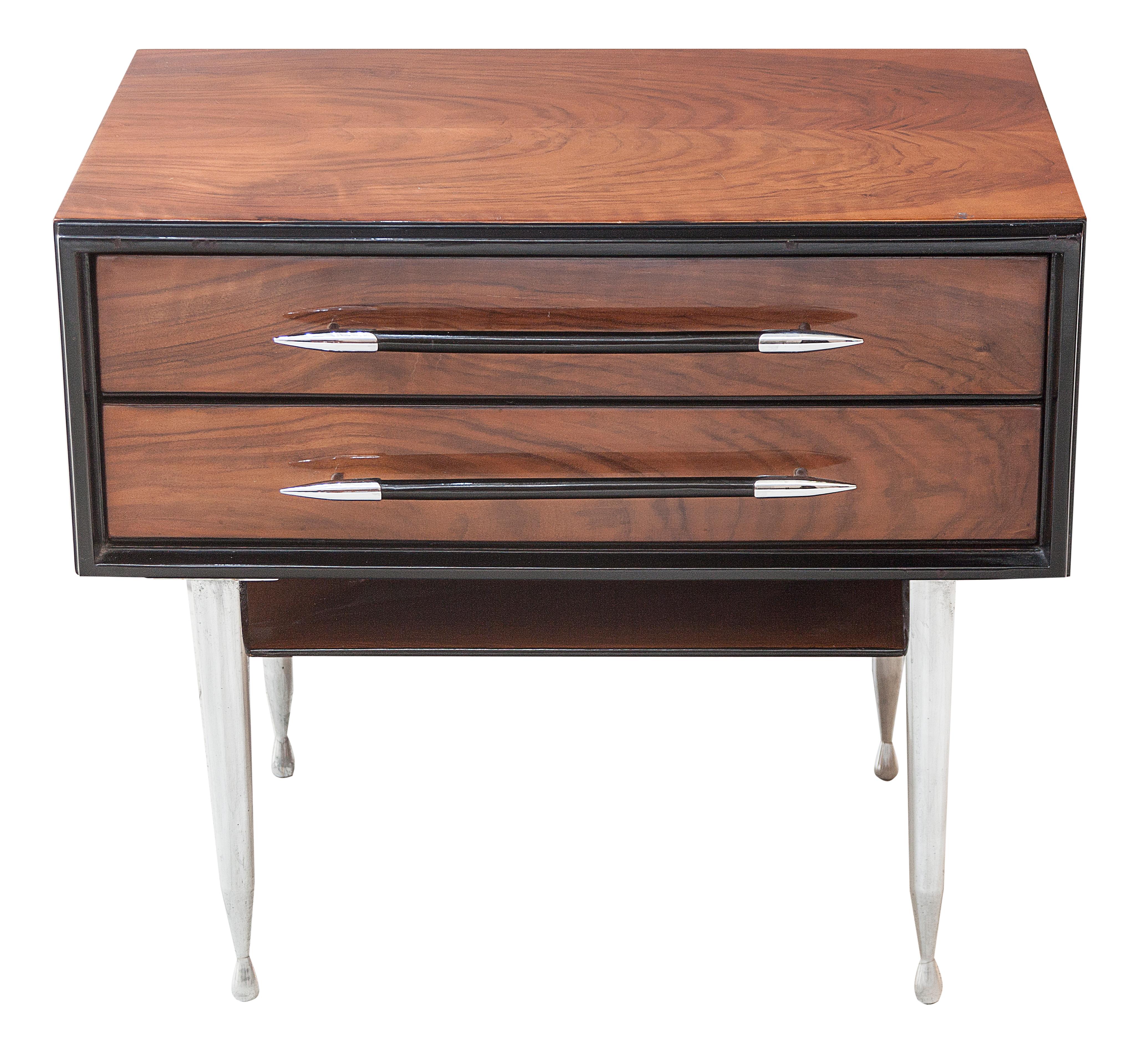 Mid-20th Century Commode and 2 Tables, 1960, Material, Wood and Chromed Bronze, Italian For Sale