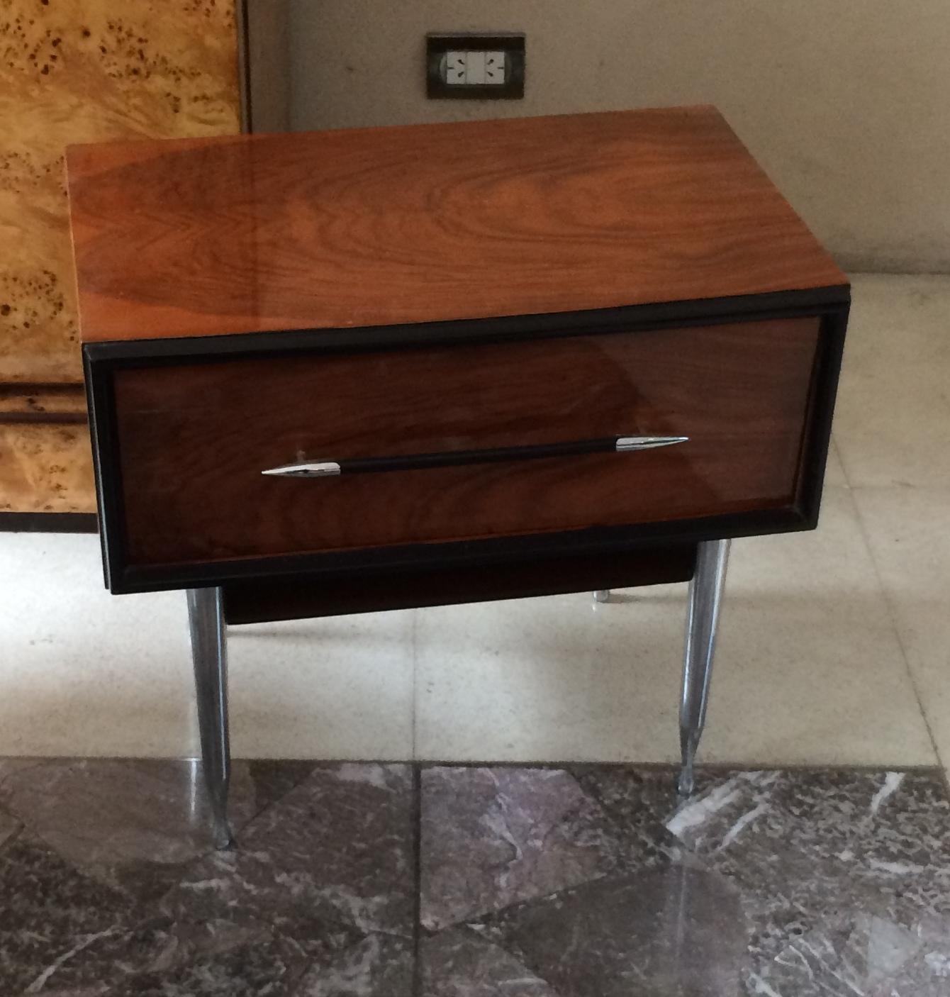 Commode and 2 Tables, 1960, Material, Wood and Chromed Bronze, Italian For Sale 4