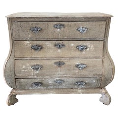 Antique Commode Arbalète 19th Century Dutch Style in Patina White Bleached