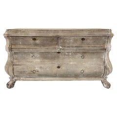 Commode Arbalete Dutch Style 19th Century Made by Bruno in Patina White Bleached