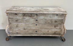 Commode Arbalete Dutch Style 19th Century, Patinated White Bleached by Bruno