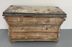 Commode Arbalete Dutch Style from 19th Century Patinated White Bleached by Bruno