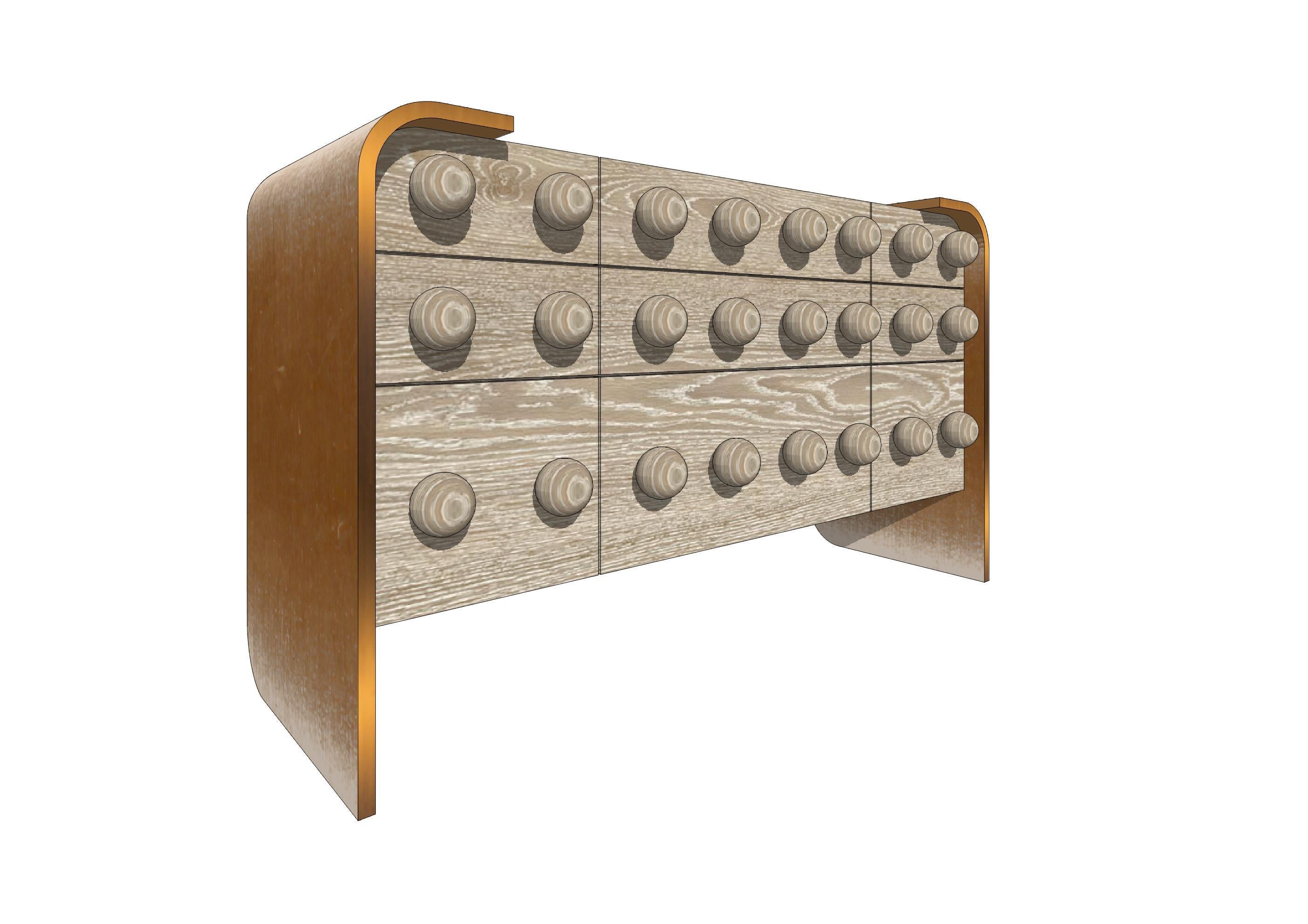 Modern commode of nine drawers, suitable for the living room or bedroom.