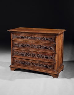 Commode Cassetone Chest of Drawers Italian Brescia Lombardy Walnut Carved Front
