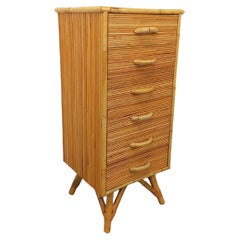 Commode chiffonnier vintage en rotin degli anni '70