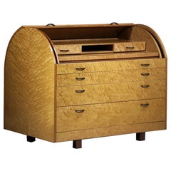 Commode Desk Secretary Giovanni Offredi for Saporiti 1980s Burr Wood Italian
