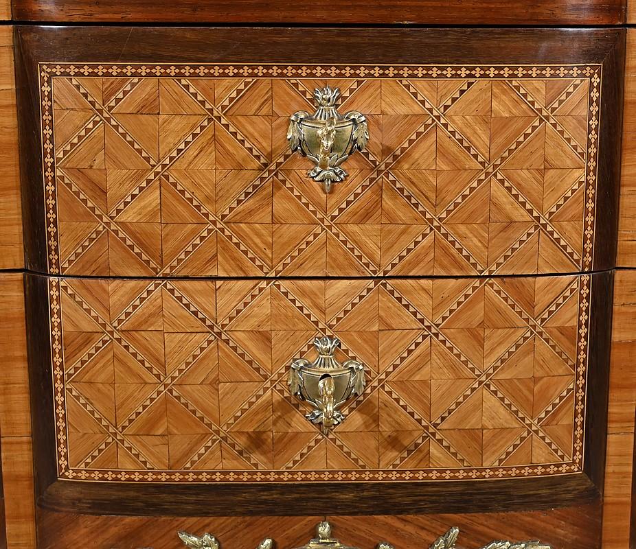 Cassettiera in palissandro e amaranto, Transizione in stile Luigi XV / Luigi XVI - in vendita 5
