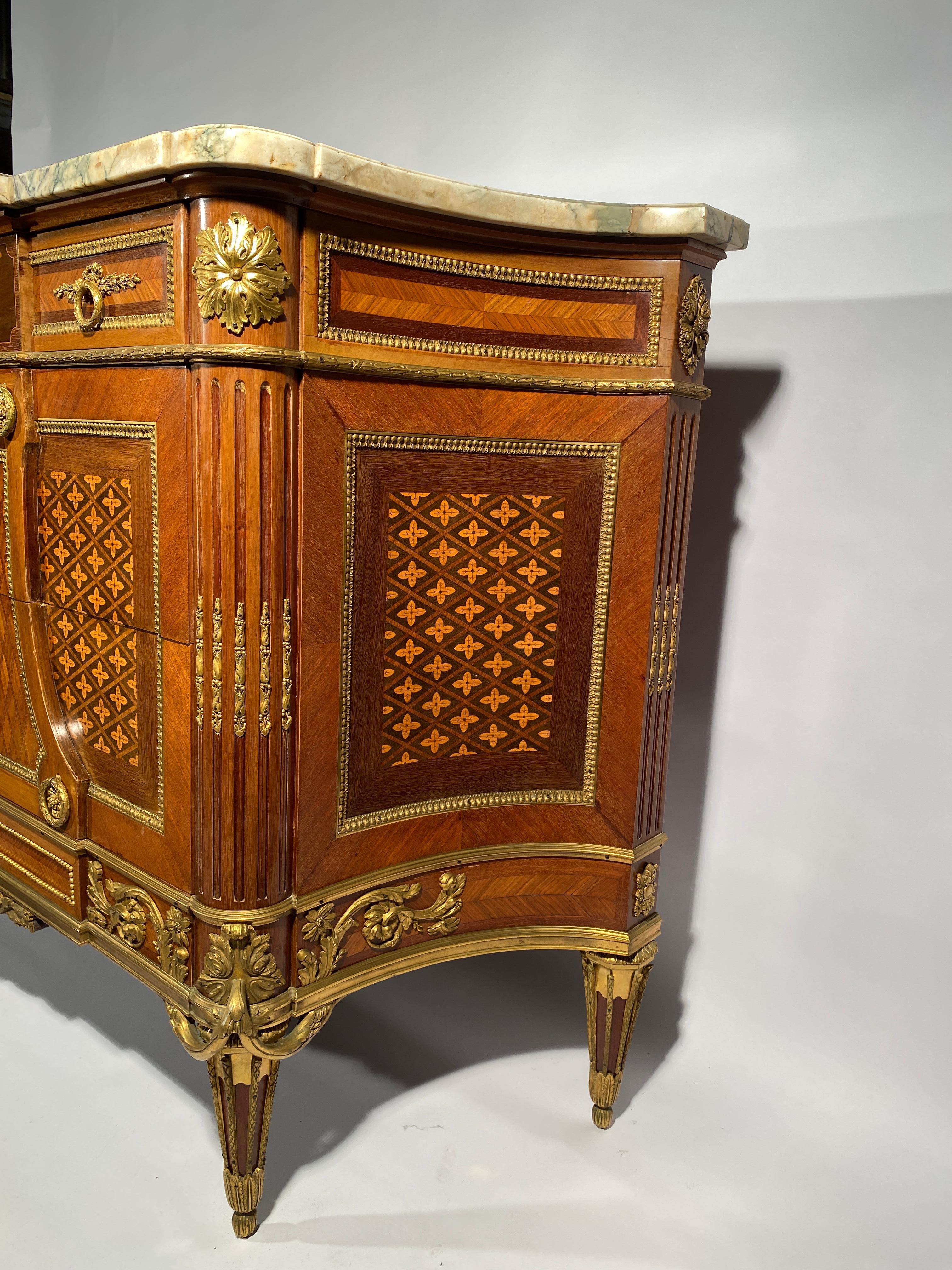 Marquetry Commode In The Style Of Jean Henri Riesener For Sale 3