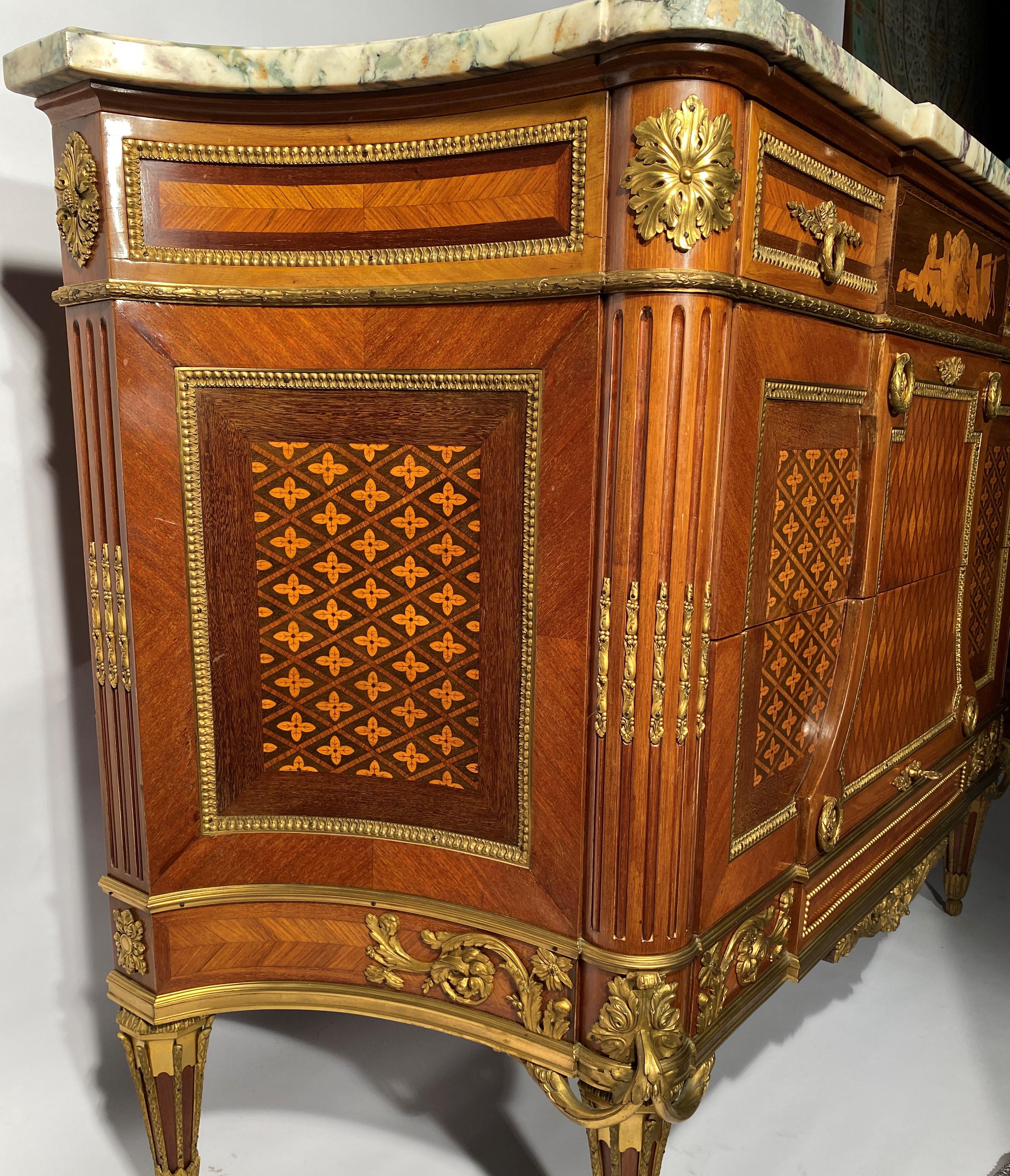 Marquetry Commode In The Style Of Jean Henri Riesener For Sale 4