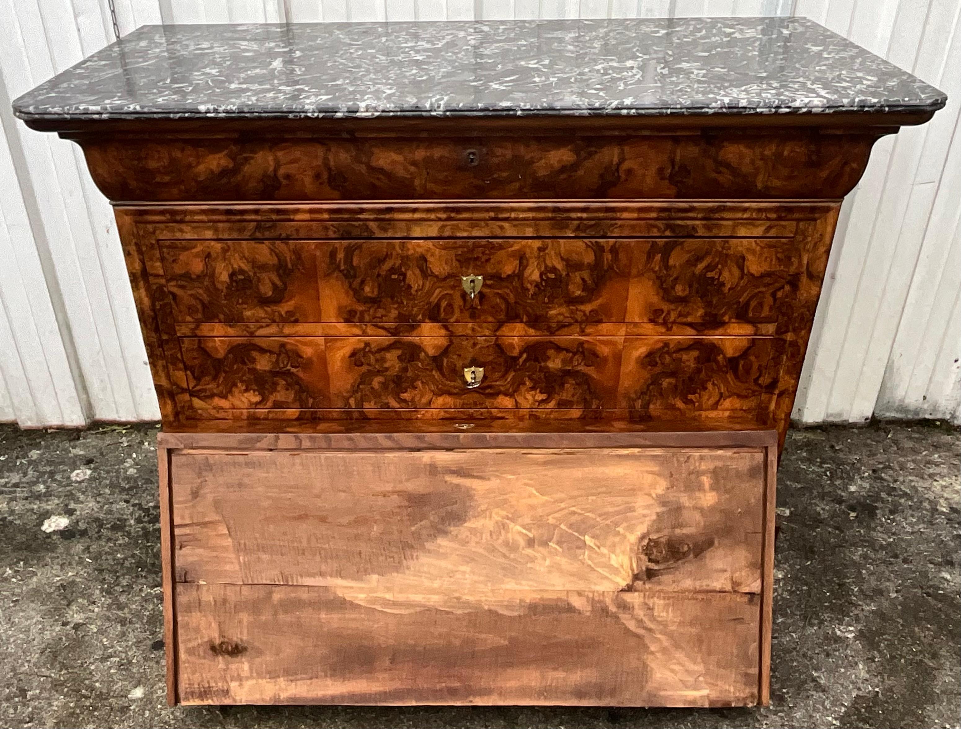 French chest of drawers Louis Philippe mid 19th ronce of walnut 1