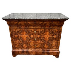 French chest of drawers Louis Philippe mid 19th ronce of walnut