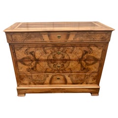 Antique French chest of drawers Louis Philippe mid 19th ronce of walnut
