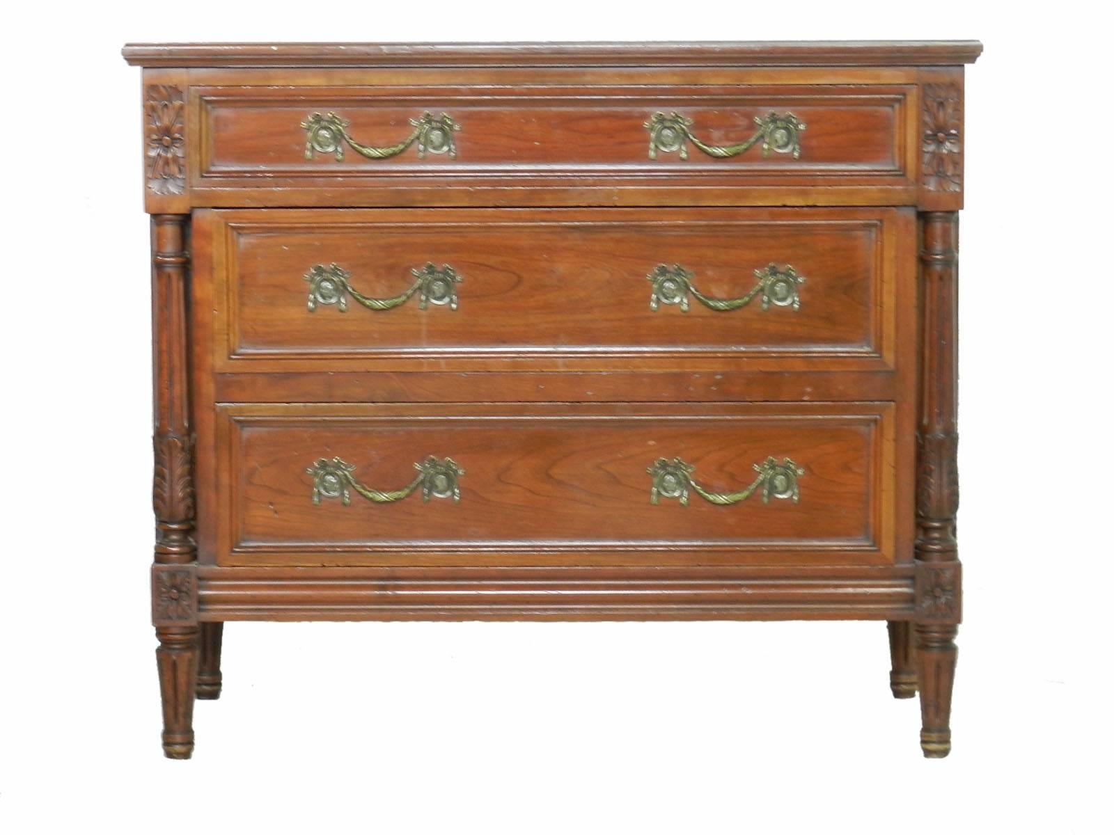 Carved Commode French Chest of Drawers Louis XVI Style Early 20th Century