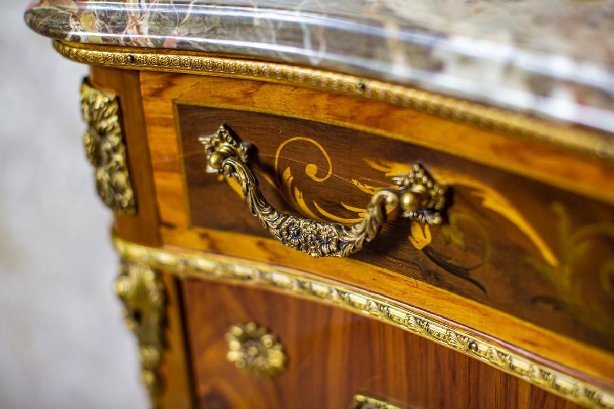 Inlaid Commode from the Late 20th Century in the Louis XV Type with Marble Top 5