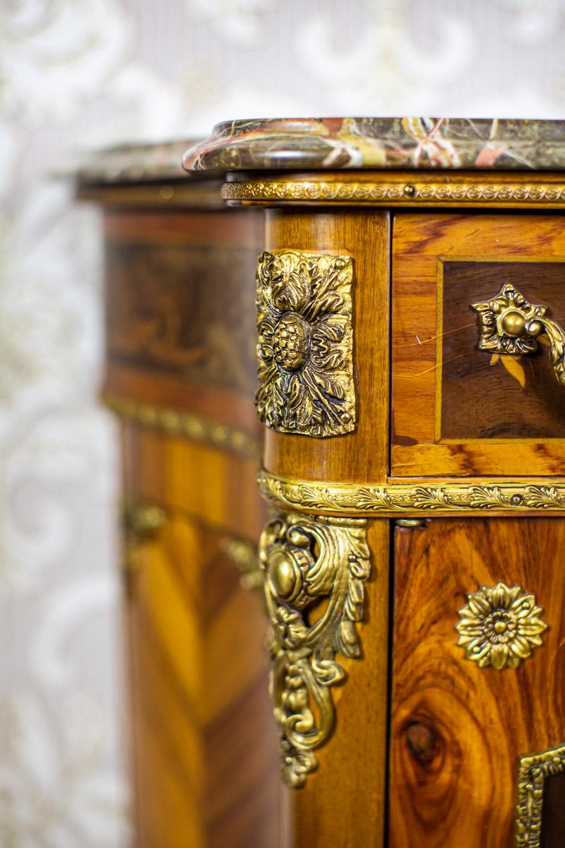 Inlaid Commode from the Late 20th Century in the Louis XV Type with Marble Top 2