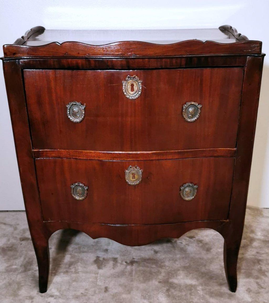Polished Commode in Original Neoclassical Style with Bronze Decorations For Sale