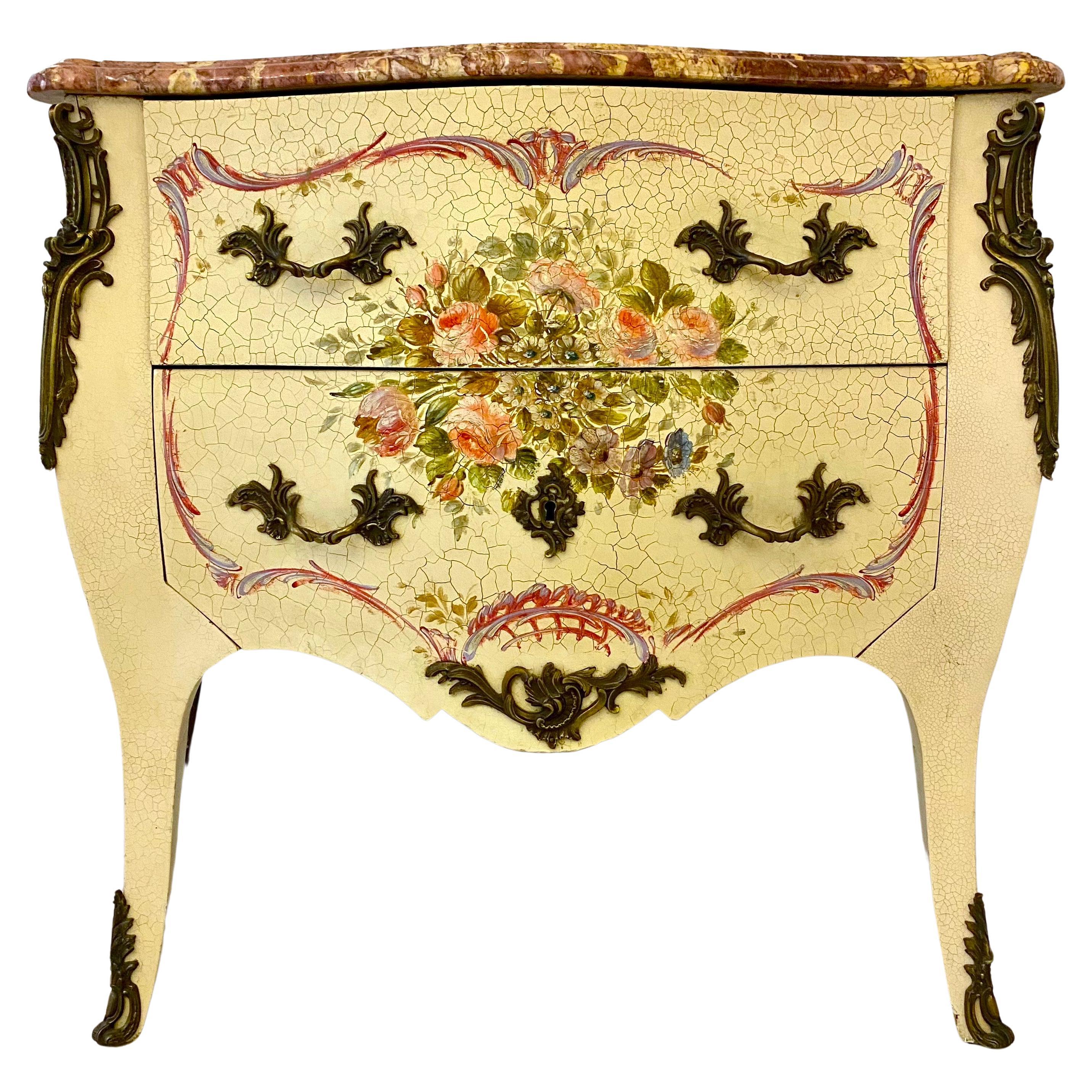 Venetian Commode Painted Wood Marble - Late 19th - Louis XV Style - Venice Italy