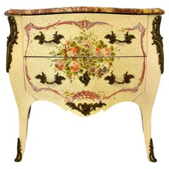 Used Venetian Commode Painted Wood Marble - Late 19th - Louis XV Style - Venice Italy