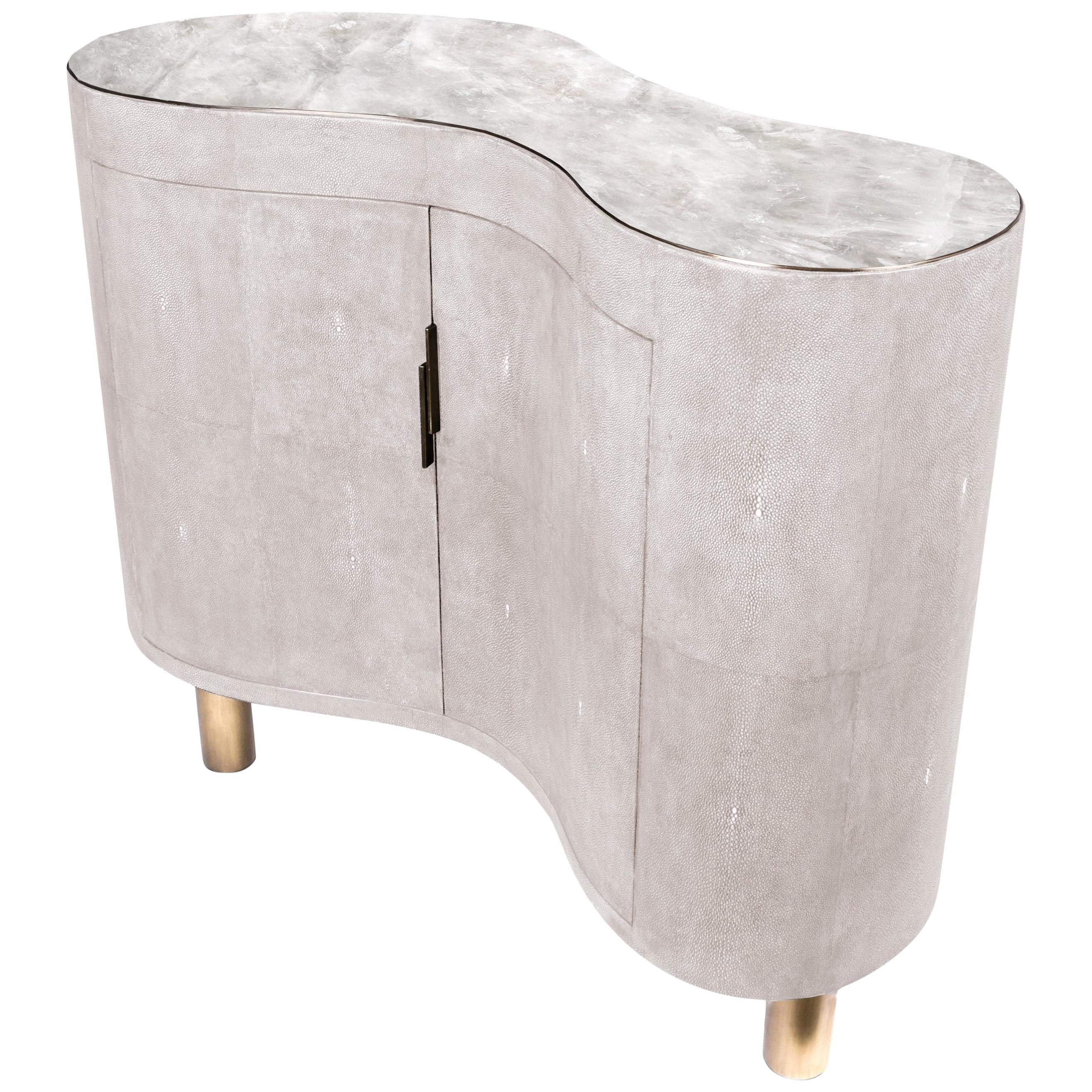 Commode in Quartz, Shagreen and Brass by Kifu Paris For Sale