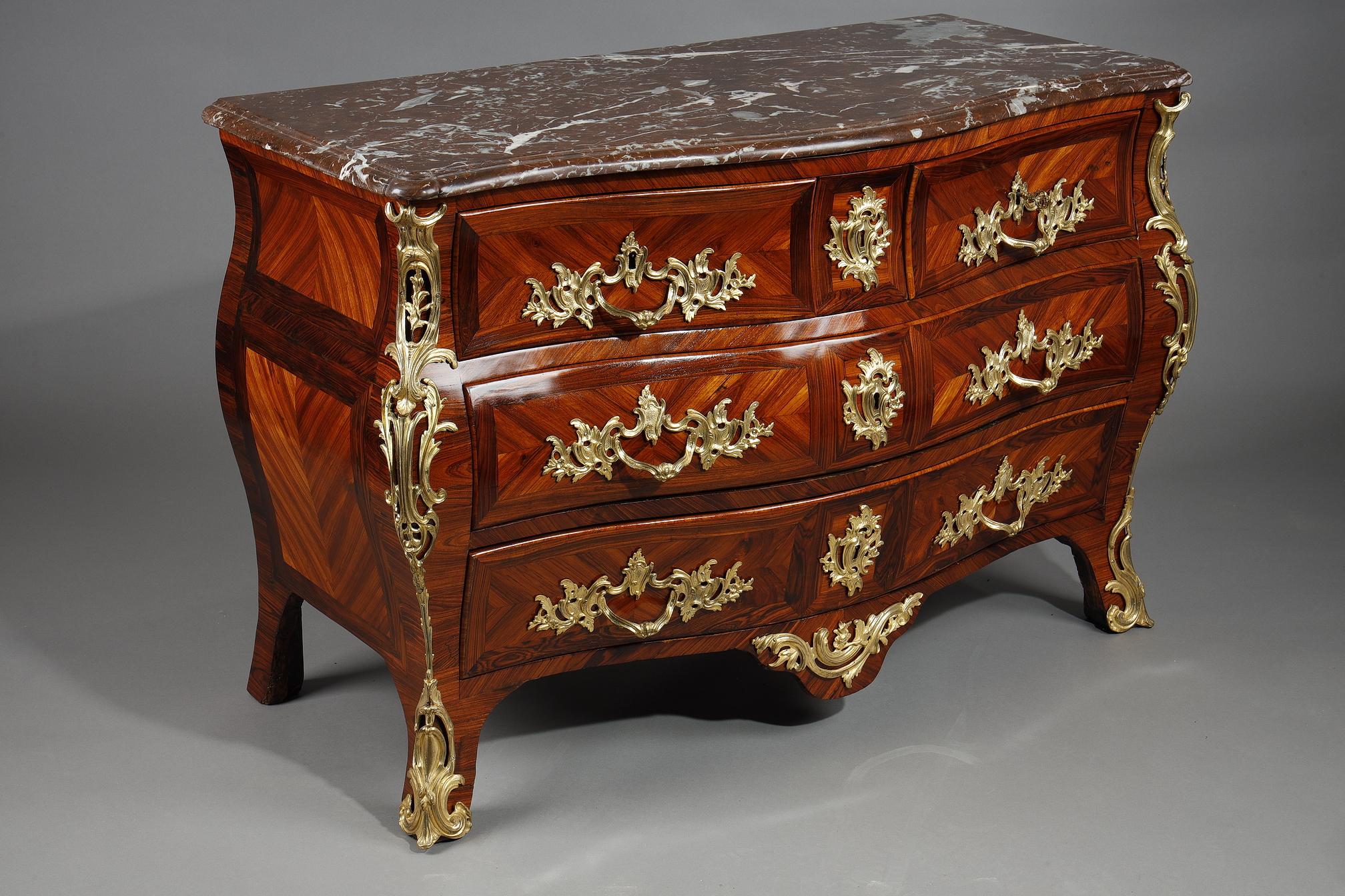 Commode en placage de bois violet estampillé par Lapie Bon état - En vente à Paris, FR