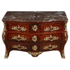 Antique Commode in violet wood veneer stamped by Lapie