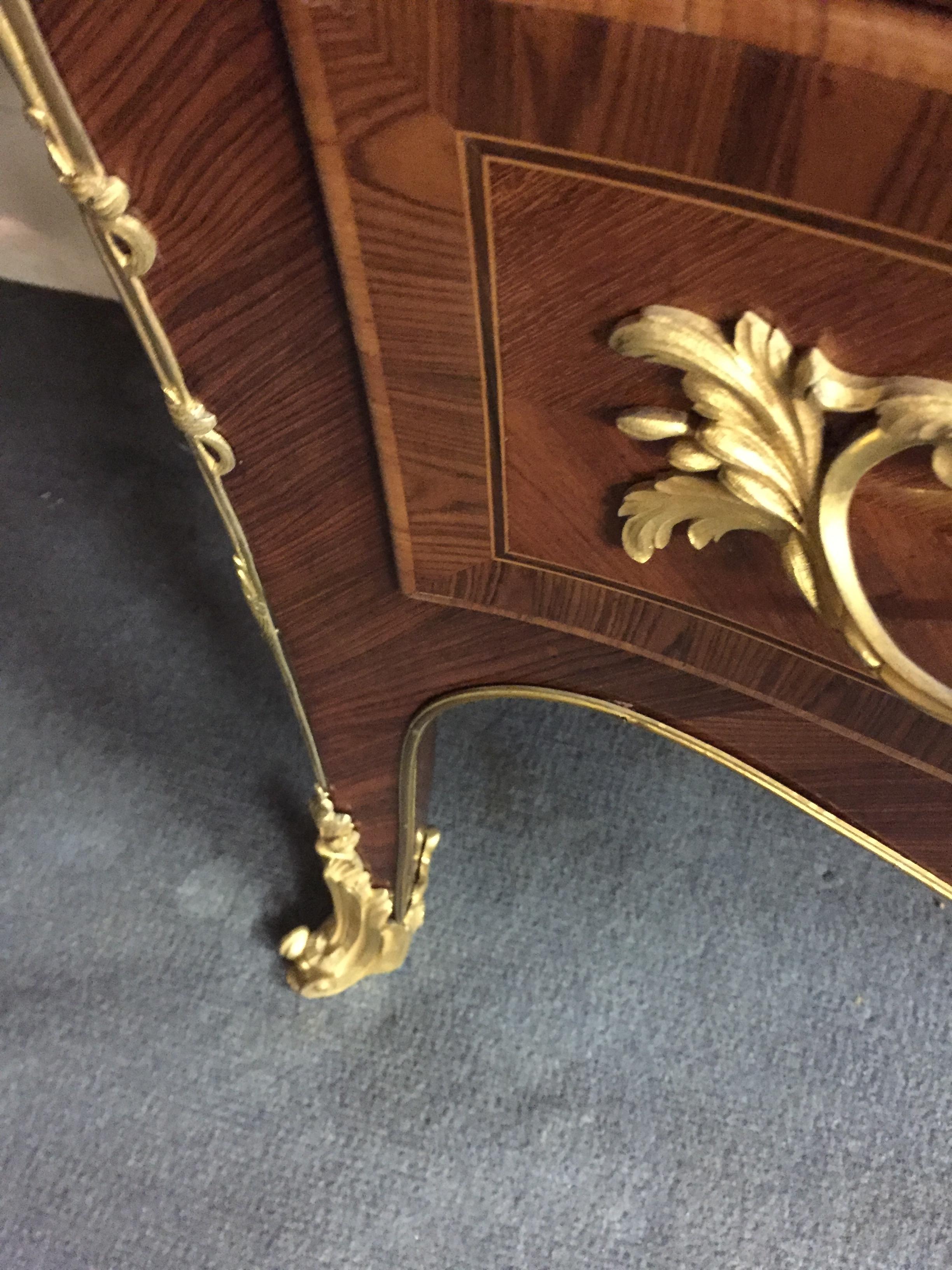 French Commode marquetry ormolu bronze by F.Linke For Sale